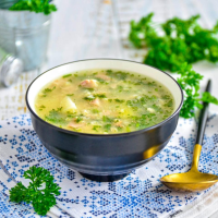 Тары және қаймақ қосылған "Крестьянский" көжесі с/с; Суп "Крестьянский" с пшеном и со сметаной на к/б